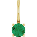 14K Yellow Gold Lab-Grown Emerald Solitaire Charm/Pendant