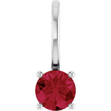 Sterling Silver Imitation Ruby Solitaire Charm/Pendant