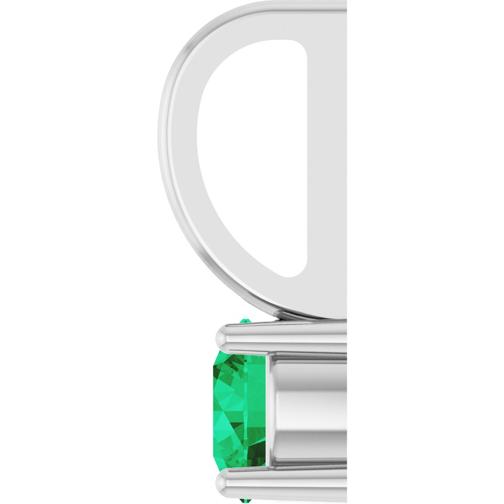 14K White Gold Imitation Emerald Solitaire Charm/Pendant