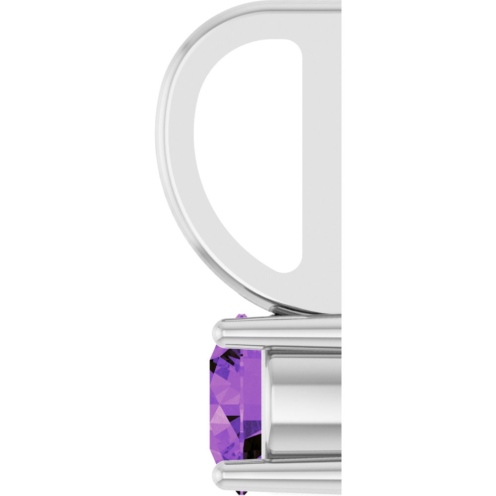 14K White Gold Imitation Amethyst Solitaire Charm/Pendant