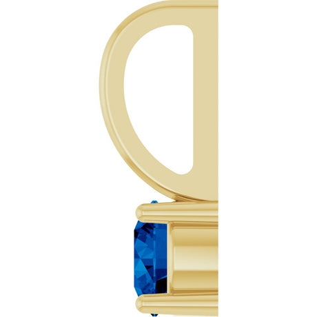 14K Yellow Gold Lab-Grown Blue Sapphire Solitaire Charm/Pendant