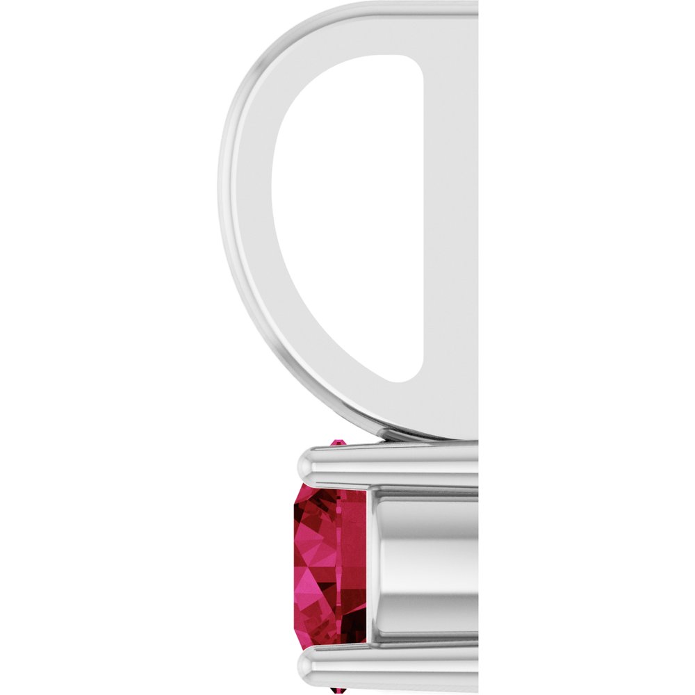 14K White Gold Lab-Grown Ruby Solitaire Charm/Pendant
