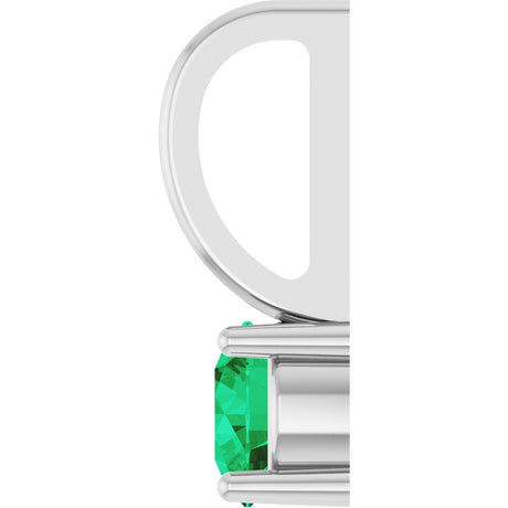 14K White Gold Imitation Emerald Solitaire Charm/Pendant