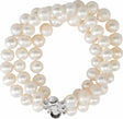 Sterling Silver Cultured White Freshwater Pearl Triple Strand 7 1/4" Bracelet