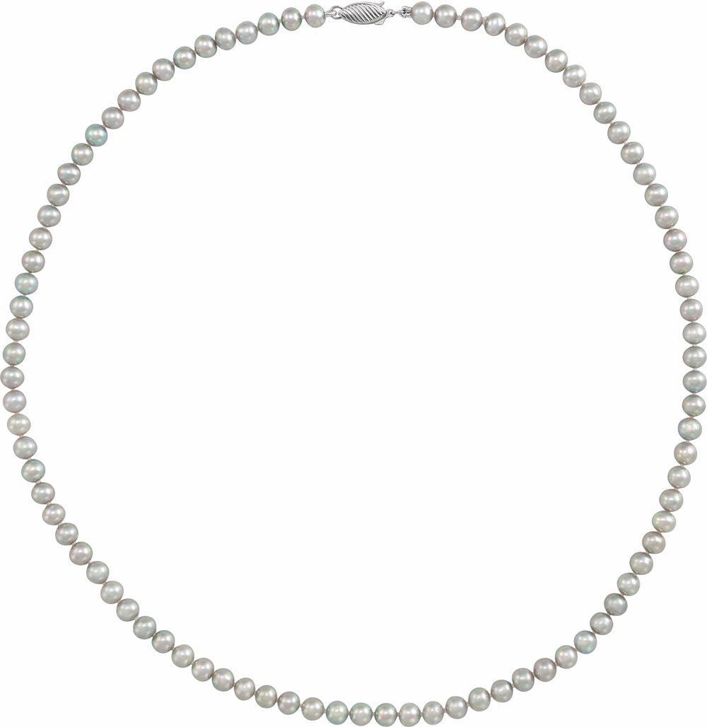 14K White Gold Cultured Gray Freshwater Pearl 18" Necklace