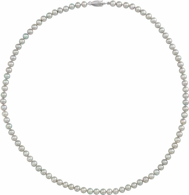 14K White Gold Cultured Gray Freshwater Pearl 18" Necklace