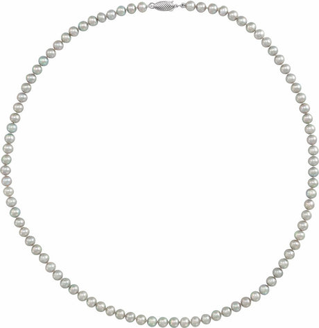 14K White Cultured Gray Freshwater Pearl 18" Necklace