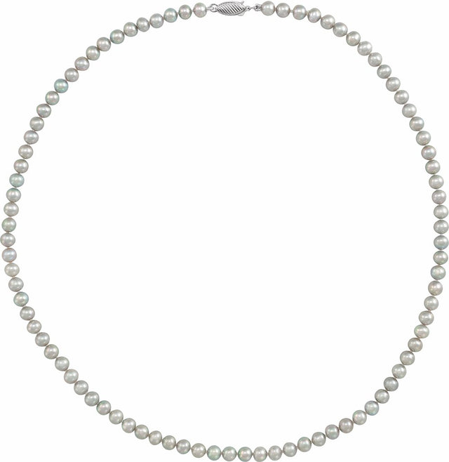 14K White Cultured Gray Freshwater Pearl 18" Necklace