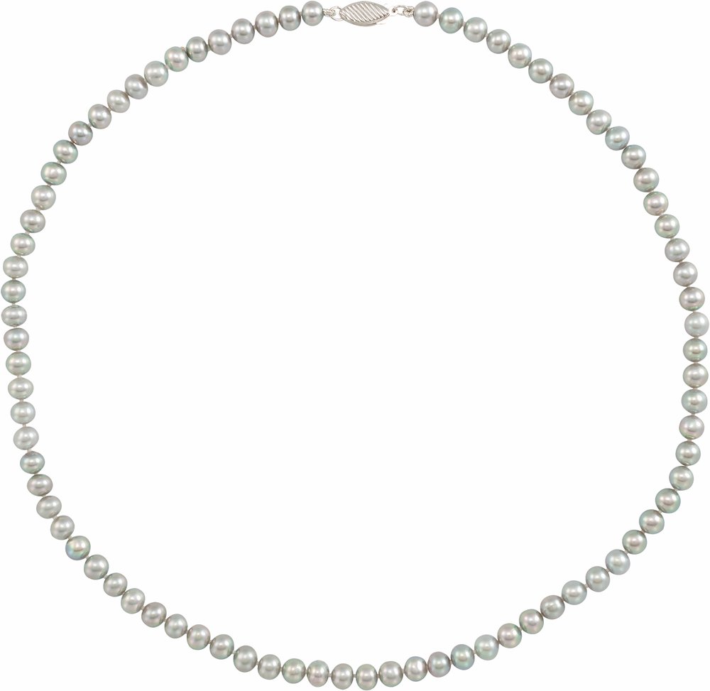 14K White Cultured Gray Freshwater Pearl 16" Necklace