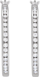 14K White 1/2 CTW Natural Diamond Hoop Earrings