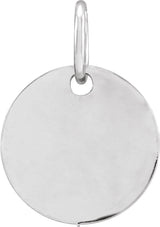14K White Gold 9.5 mm Engravable Round Disc Pendant