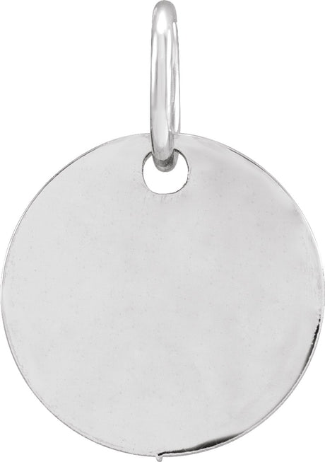 14K White Gold 9.5 mm Engravable Round Disc Pendant