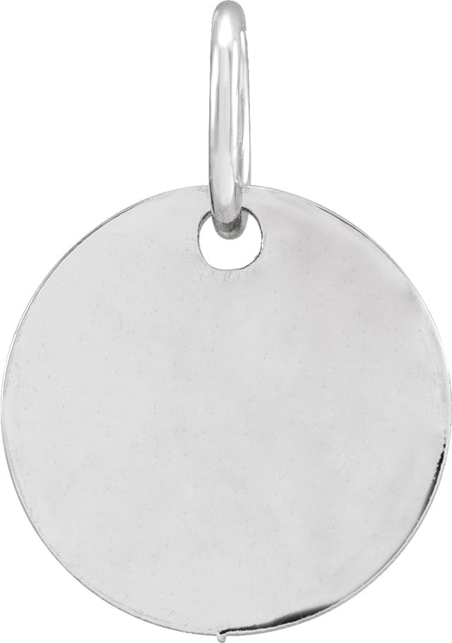 14K White Gold 9.5 mm Engravable Round Disc Pendant