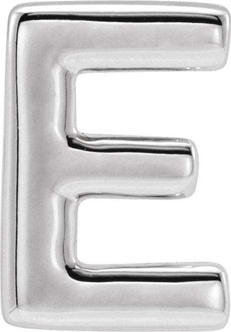 14K White Block Initial E Slide Pendant