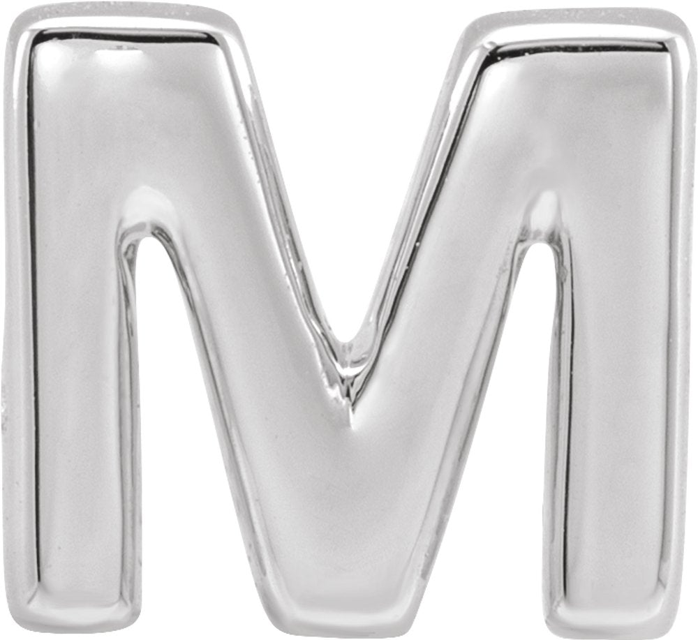 14K White Block Initial M Slide Pendant