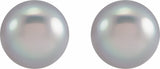 14K White 6.5-7 mm Cultured Gray Freshwater Pearl Earrings