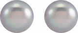 14K White Gold 6.5-7 mm Cultured Gray Freshwater Pearl Earrings