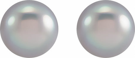 14K White Gold 6.5-7 mm Cultured Gray Freshwater Pearl Earrings