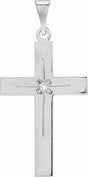 14K White .01 CT Natural Diamond Cross 18" Necklace