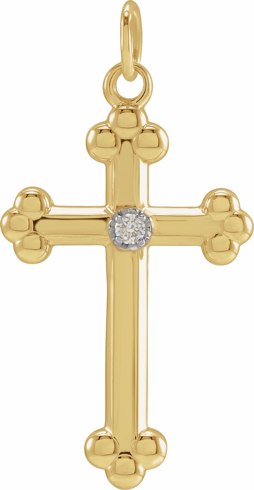 14K Yellow/White .005 CT Natural Diamond Cross Pendant