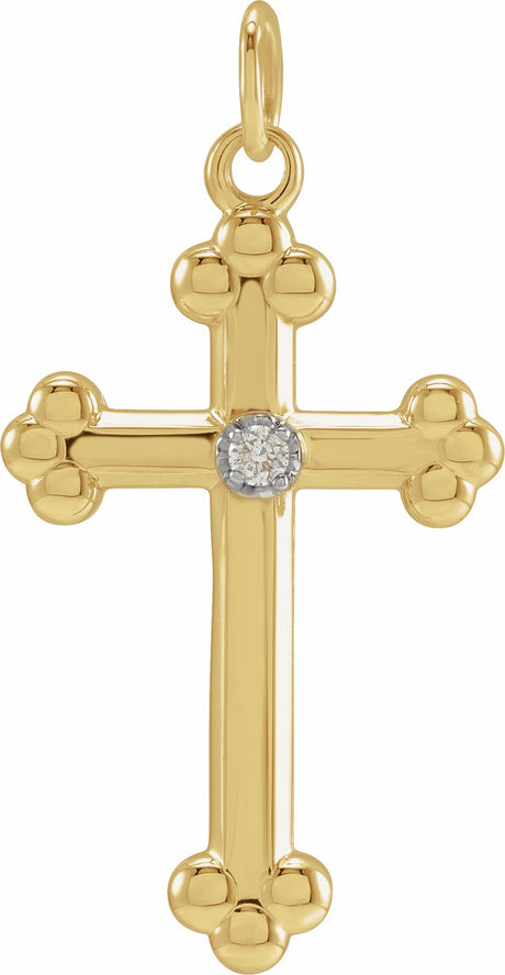 14K Yellow/White .005 CT Natural Diamond Cross Pendant