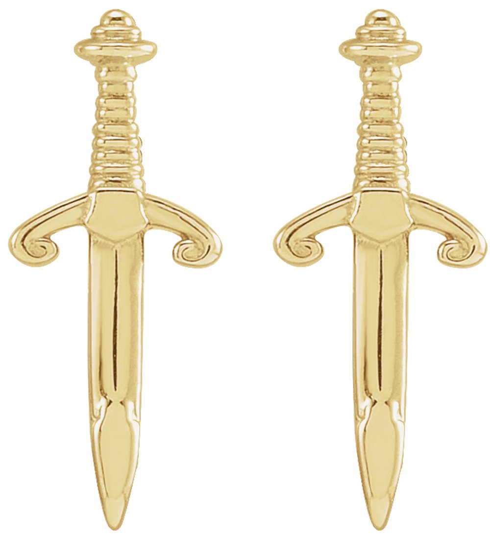 14K Yellow Dagger Earrings