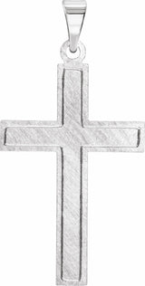 14K White 31x18 mm Cross Pendant