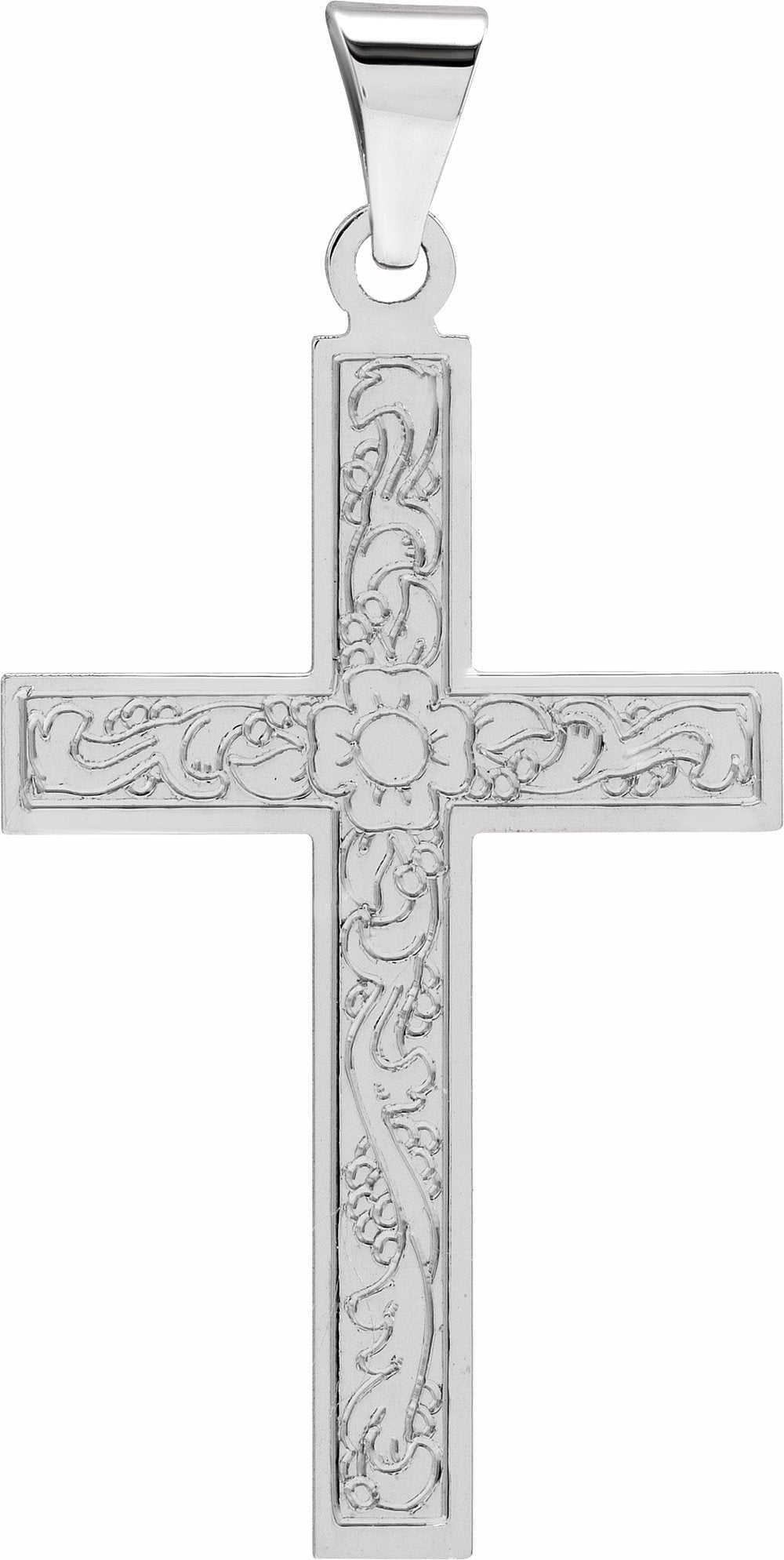 14K White 28x18 mm Cross Pendant
