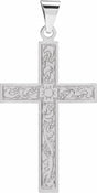 14K White 28x18 mm Cross Pendant