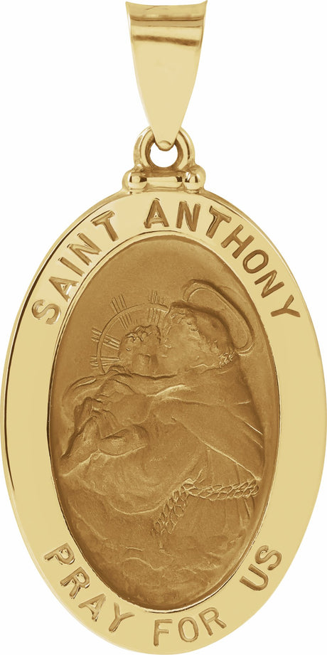 14K Yellow 23x16 mm Oval Hollow St. Anthony Medal