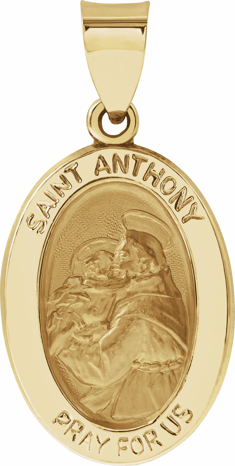 14K Yellow 19x14 mm Oval Hollow St. Anthony Medal