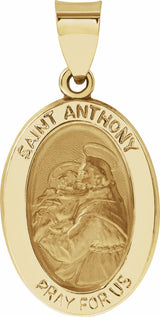 14K Yellow 19x14 mm Oval Hollow St. Anthony Medal