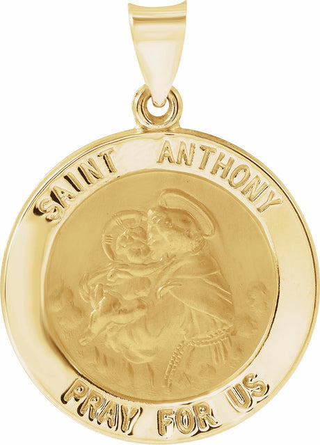 14K Yellow 22 mm Hollow Round St. Anthony Medal