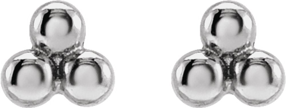 Platinum 3 Beads Stud Earrings