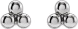 Platinum 3 Beads Stud Earrings