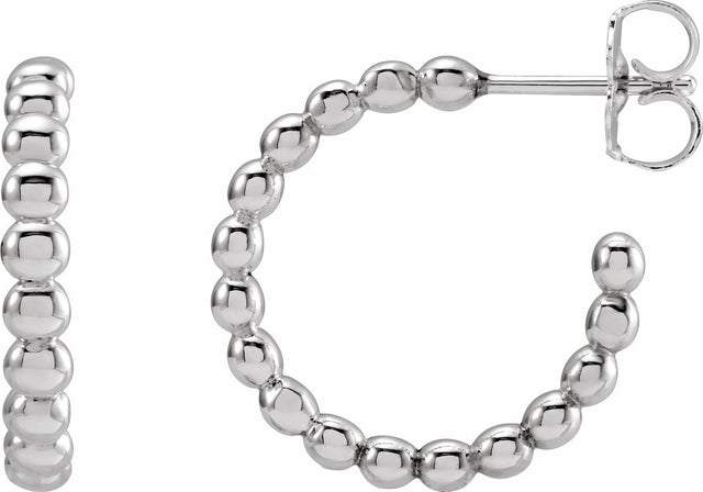 Sterling Silver Beaded 17 mm Hoop Earrings