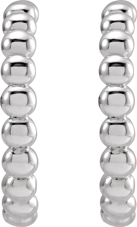 Sterling Silver Beaded 17 mm Hoop Earrings