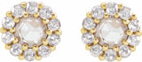 14K Yellow 1/2 CTW Rose-Cut Natural Diamond Halo-Style Earrings