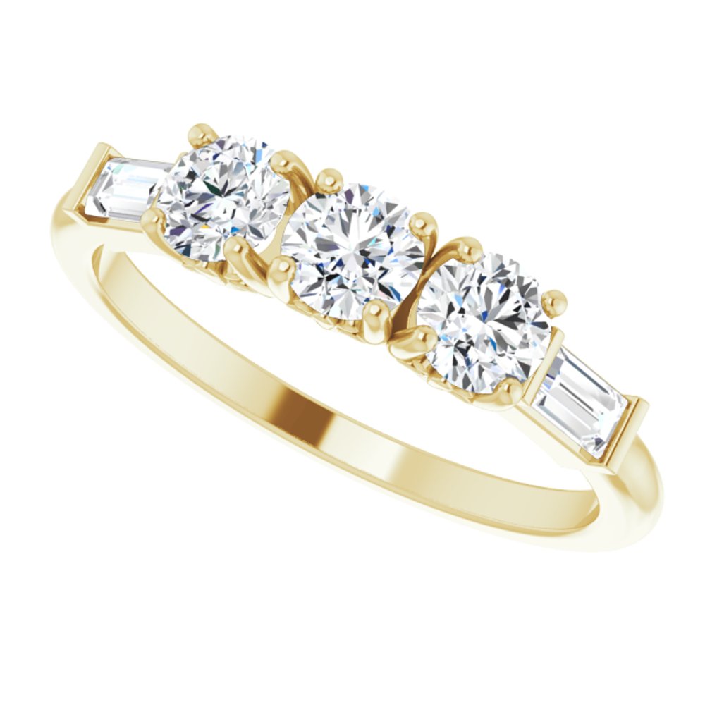 14K Yellow 9/10 CTW Lab-Grown Diamond Three-Stone Anniversary Band