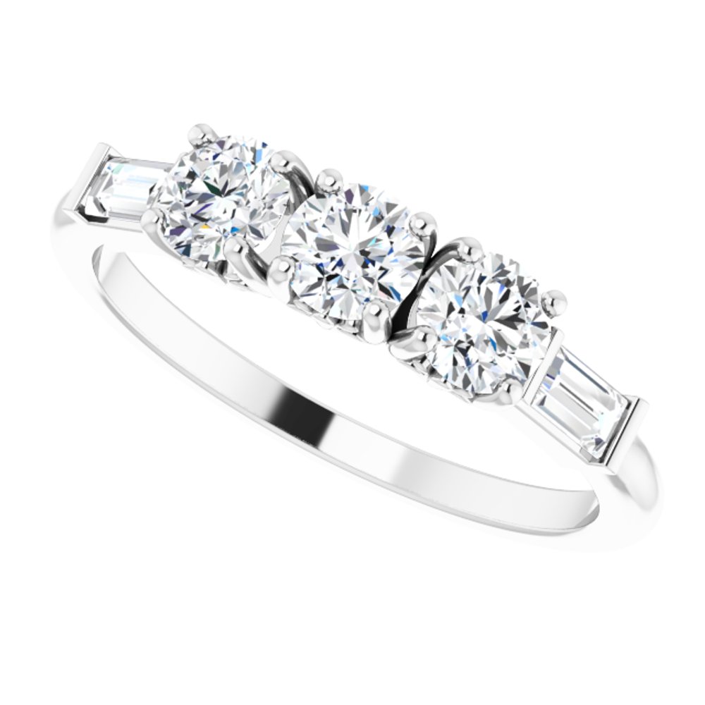 14K White 9/10 CTW Lab-Grown Diamond Three-Stone Anniversary Band