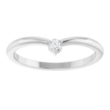 14K White .06 CT Natural Diamond Stackable V Ring