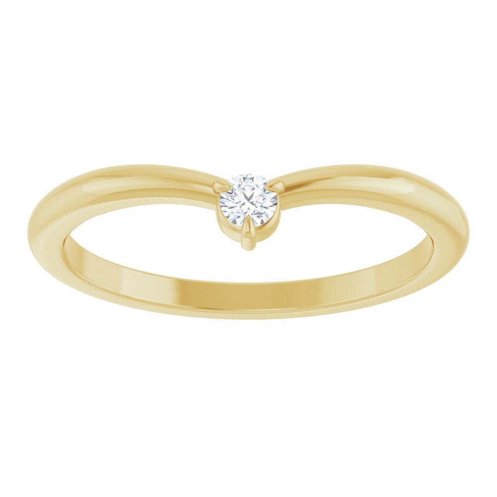 14K Yellow Gold .06 CT Natural Diamond Stackable V Ring