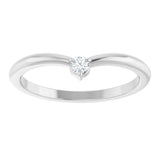 14K White .06 CT Natural Diamond Stackable V Ring