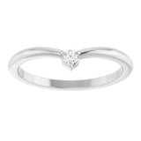 14K White Gold .06 CT Natural Diamond Stackable V Ring