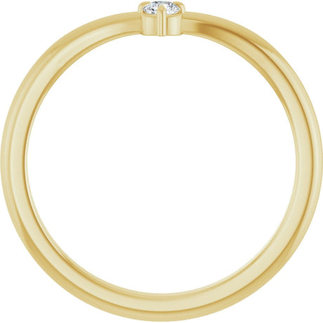 14K Yellow Gold .06 CT Natural Diamond Stackable V Ring