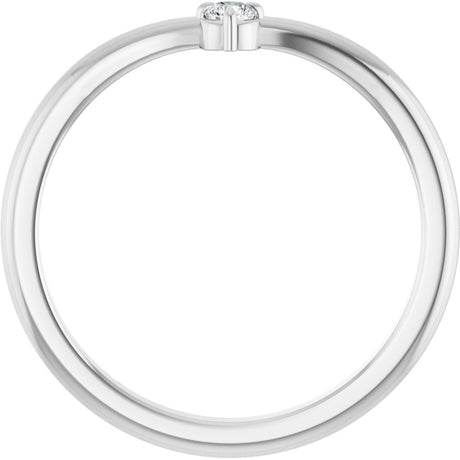 14K White Gold .06 CT Natural Diamond Stackable V Ring
