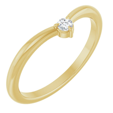 14K Yellow .06 CT Natural Diamond Stackable V Ring