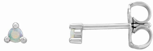 14K White Gold 4 mm Round Natural White Opal Earrings