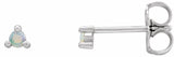 14K White Gold 2 mm Round Natural White Opal Earrings