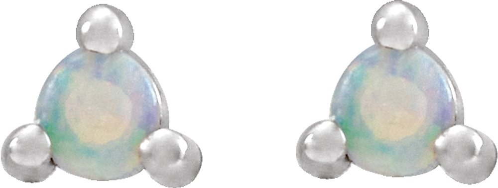 Sterling Silver 6 mm Round Natural White Opal Earrings